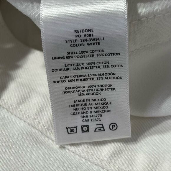 NEW RE/DONE 90s Crop Low Slung Jeans White Size 29 - Picture 8 of 9